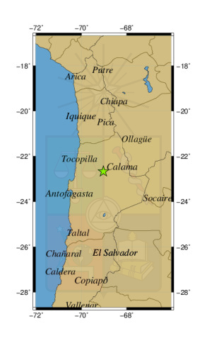 Sismo a 24 km al SO de Calama