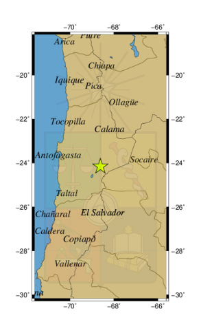 Sismo a 61 km al SO de Socaire