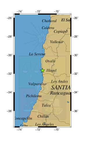 Sismo a 28 km al N de Los Vilos