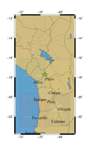*Sismo a *13 km al SO de Visviri