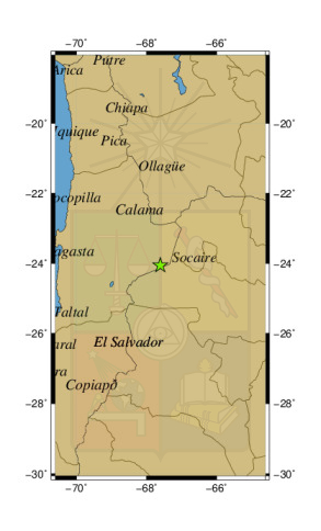 Sismo a 60 km al SE de Socaire