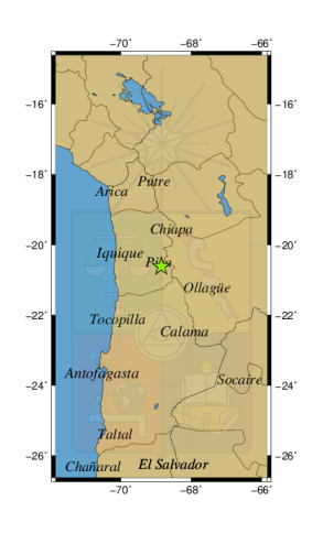 Sismo a 31 km al NO de Mina Collahuasi