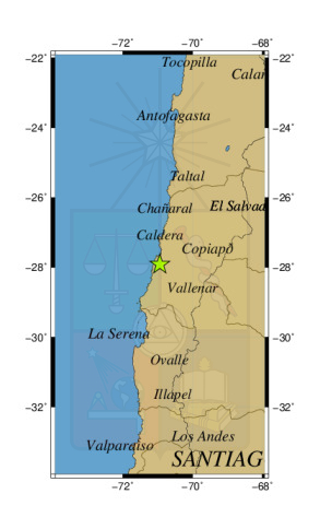 Sismo a 65 km al N de Huasco
