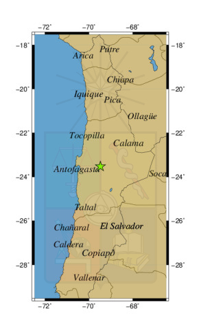 Sismo a 43 km al SE de Baquedano