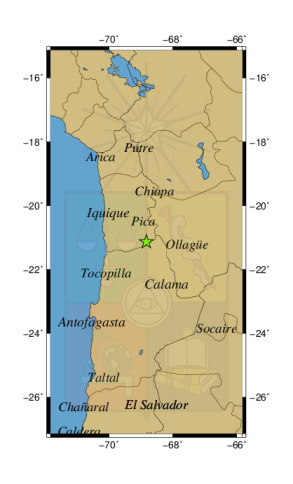 Sismo a 39 km al SO de Mina Collahuasi