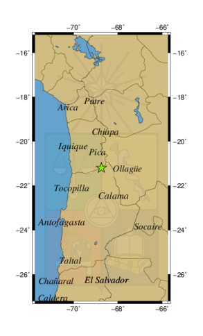 Sismo a 42 km al S de Mina Collahuasi