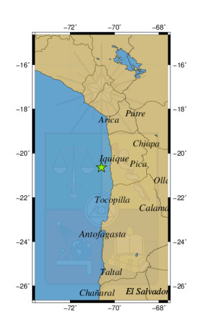 Sismo a 45 km al NO de Patache