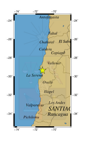 Sismo a 16 km al N de La Higuera