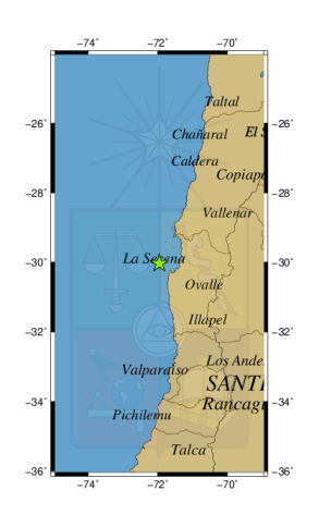 Sismo a 50 km al NO de Tongoy
