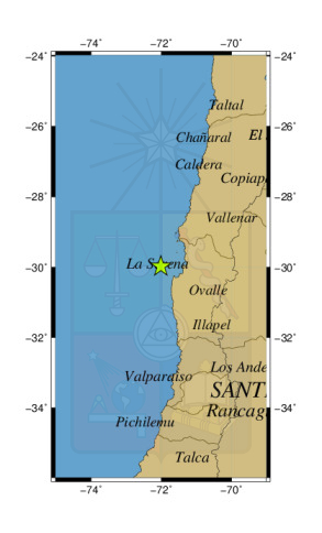Sismo a 58 km al NO de Tongoy
