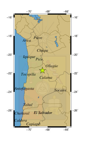 Sismo a 63 km al SO de Ollagüe