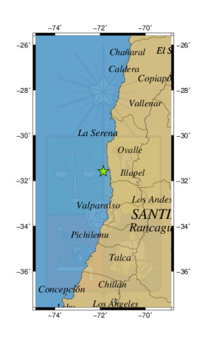 Sismo a 43 km al SO de Canela Baja