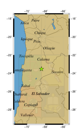 Sismo a 53 km al O de Socaire