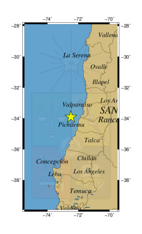 Sismo a 53 km al O de Navidad