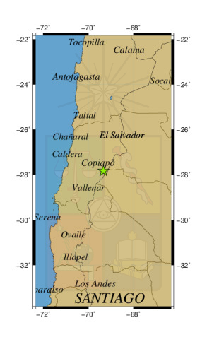 Sismo a 111 km al SE de Copiapó