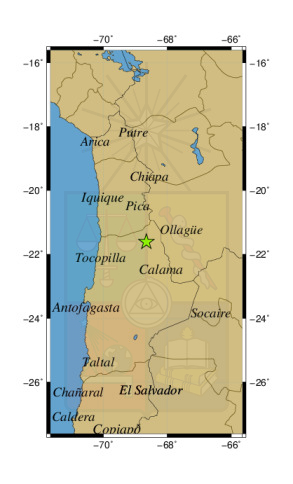 Sismo a 57 km al SO de Ollagüe