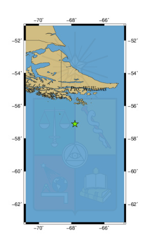 Sismo a 242 km al S de Puerto Williams