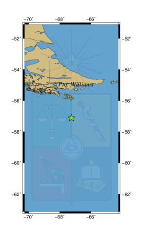Sismo a 243 km al S de Puerto Williams