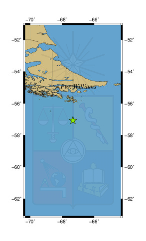 Sismo a 239 km al S de Puerto Williams