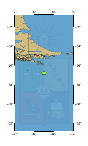 Sismo a 209 km al S de Puerto Williams