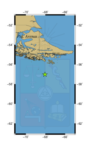 Sismo a 234 km al S de Puerto Williams