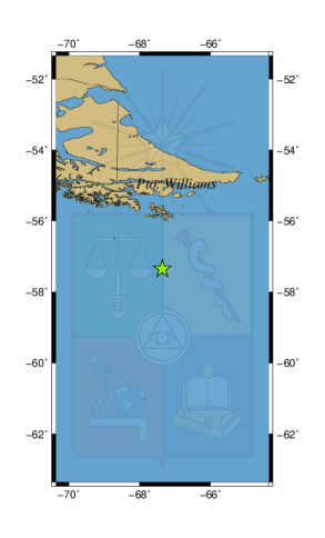 Sismo a 269 km al S de Puerto Williams