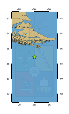 Sismo a 244 km al S de Puerto Williams