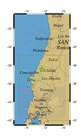 Sismo a 26 km al NO de Chillán