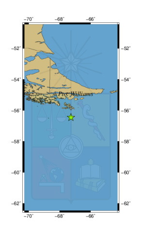 Sismo a 171 km al S de Puerto Williams