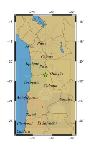 Sismos a 49 km al O de Ollagüe
