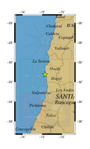 Sismo a 30 km al NO de Canela Baja