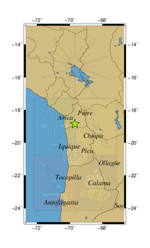 Sismo a 58 km al NO de Camiña