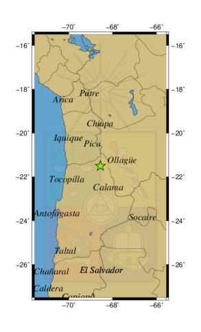 Sismo a 44 km al SO de Ollagüe