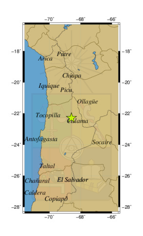 Sismo a 40 km al NE de Calama