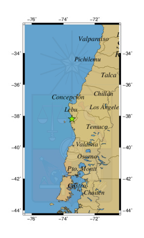 Sismo a 18 km al N de Tirúa
