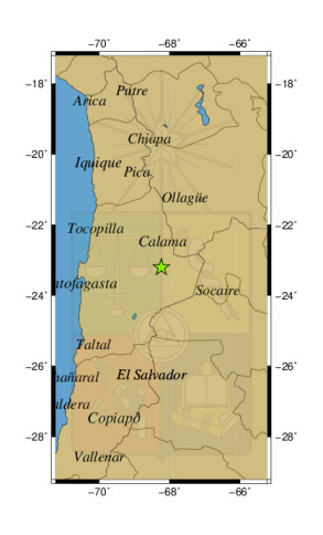 Sismo a 32 km al S de San Pedro de Atacama