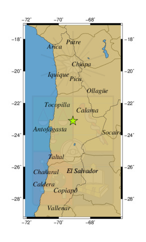 Sismo a 34 km al SE de Sierra Gorda