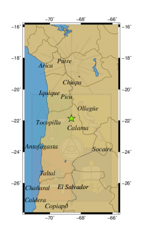 Sismo a 75 km al NE de Calama