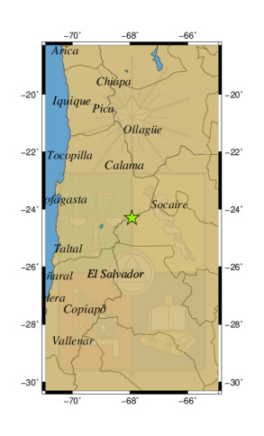 Sismo a 79 km al S de Socaire