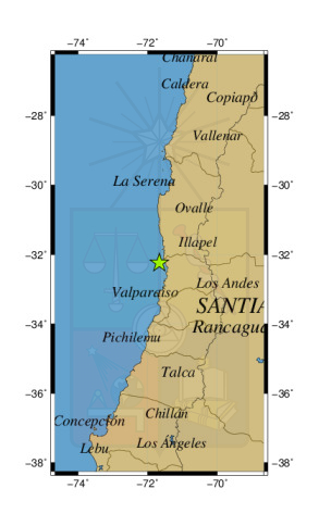 Sismo a 17 km al SO de Pichidangui