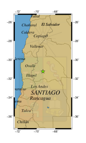 Sismo a 83 km al O de San Juan