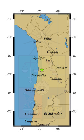 Sismo a 23 km al NO de Quillagua
