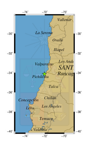 Sismo a 27 km al SO de Navidad