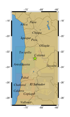Sismo a 49 km al S de Calama
