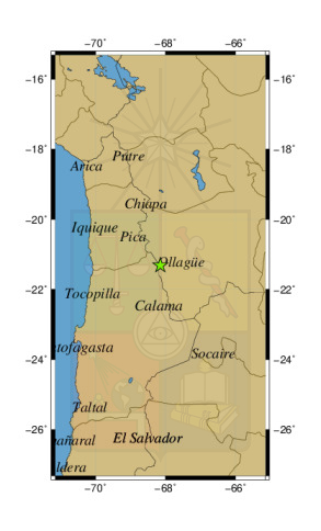 Sismo a 15 km al SE de Ollagüe