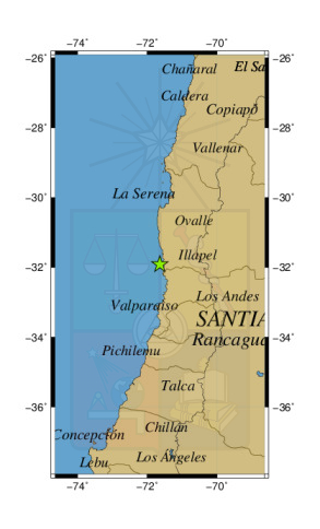 Sismo a 12 km al O de Los Vilos