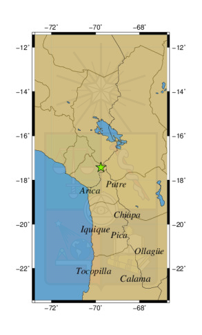 Sismo a 35 km al NO de Visviri