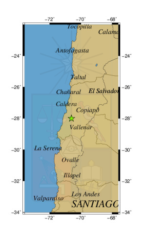 Sismo a 52 km al E de Carrizal Bajo