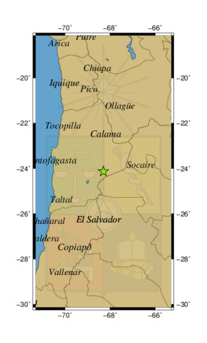 Sismo a 73 km al SO de Socaire