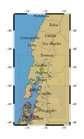 Sismo a 13 km al S de Futrono